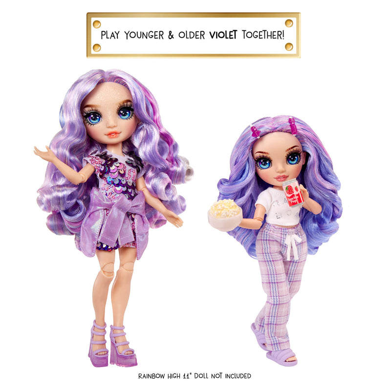 Rainbow High Jr High PJ Party Violet (Purple) 9” Posable Doll in Adorable Pajamas - shop.mgae.com