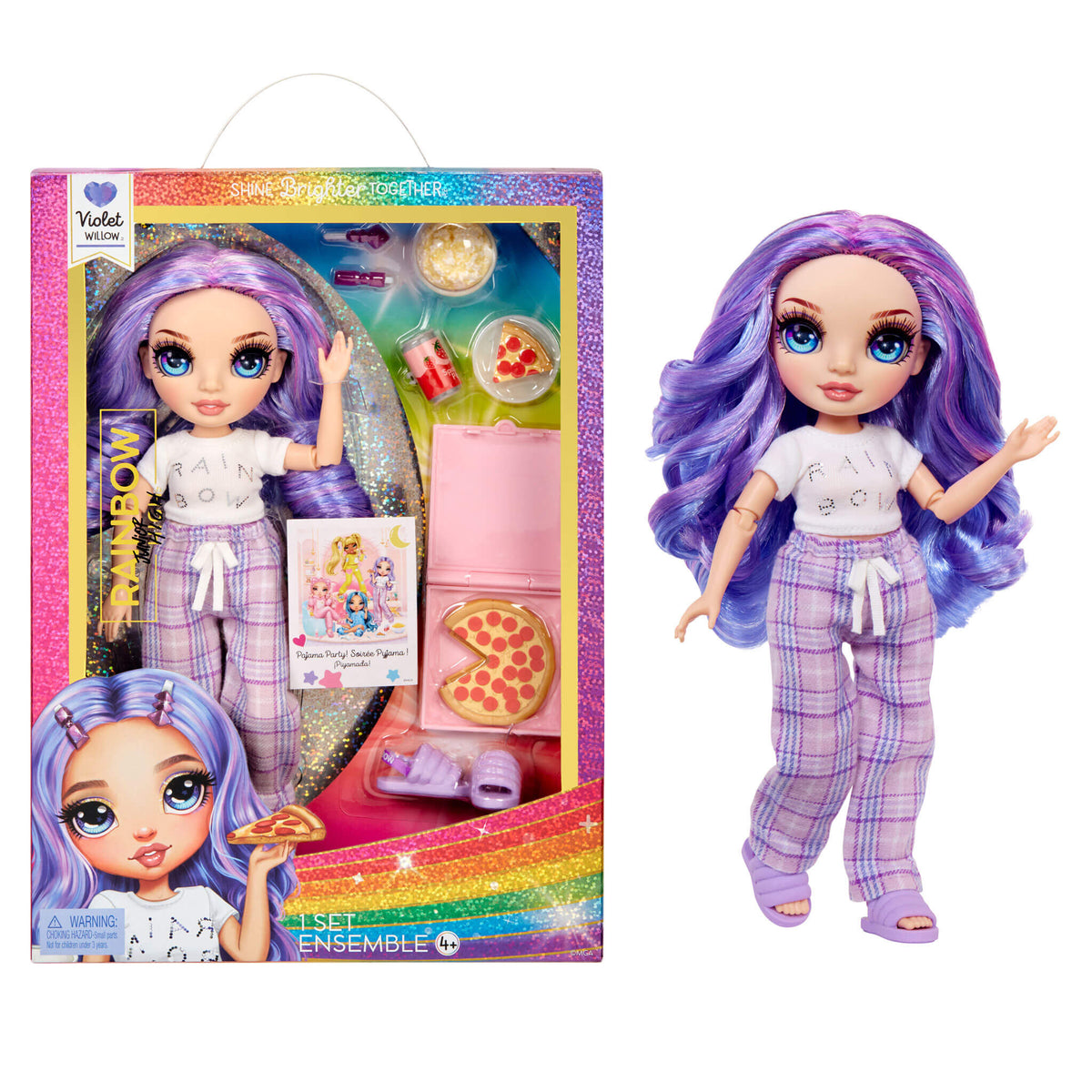 Rainbow High Violet with Slime Kit & Pet, 11” Doll, Purple