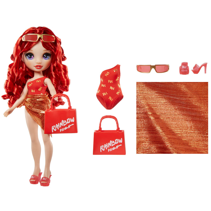 Rainbow High Swim & Style Ruby (Red) 11” Doll with Shimmery Wrap - shop.mgae.com
