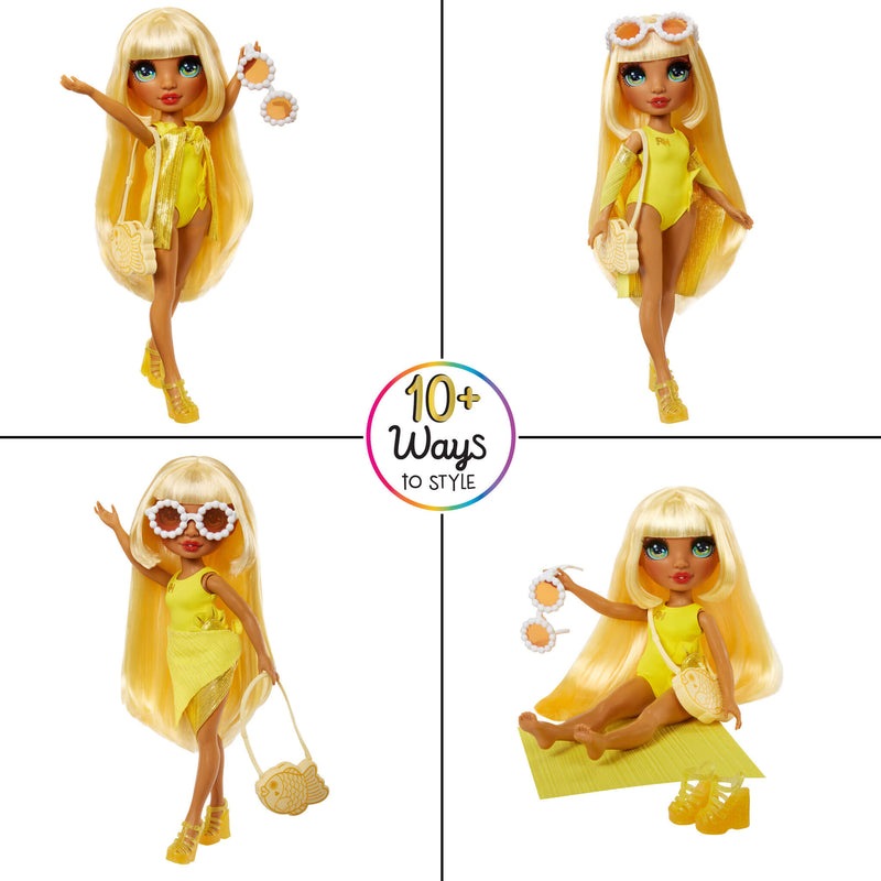 Rainbow High Swim & Style Sunny (Yellow) 11” Doll with Shimmery Wrap - shop.mgae.com