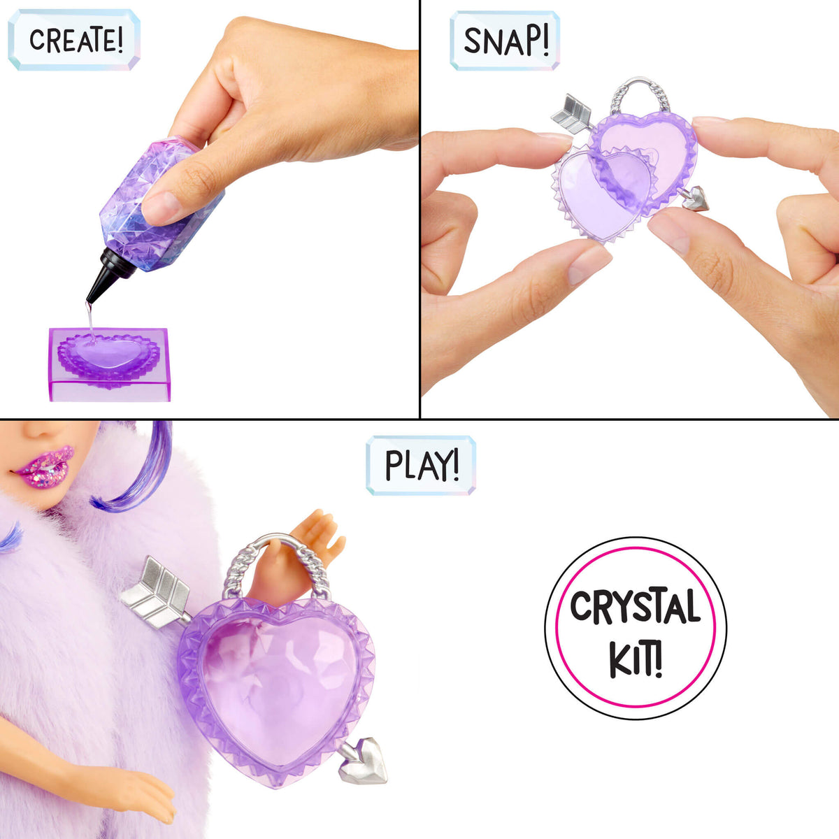 Pince à Cheveux Argentée – Cœur Violet Cristal Et Strass – Neuf – NY Fashion