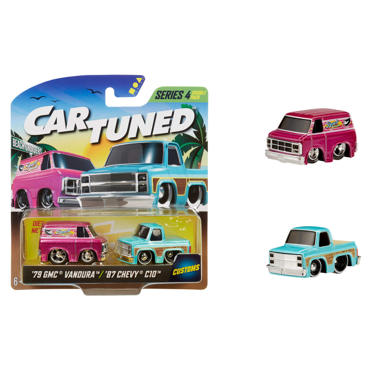 CarTuned Beach Cruisers 2-Pack - 1987 Chevy C10 & 1979 GMC Vandura