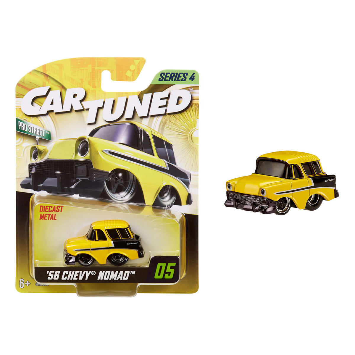 CarTuned 1956 Chevy Nomad Diecast - Pro Street Black/Yellow