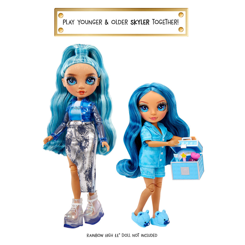 Rainbow High Jr High PJ Party Skyler (Blue) 9” Posable Doll in a Satin PJ Set - shop.mgae.com