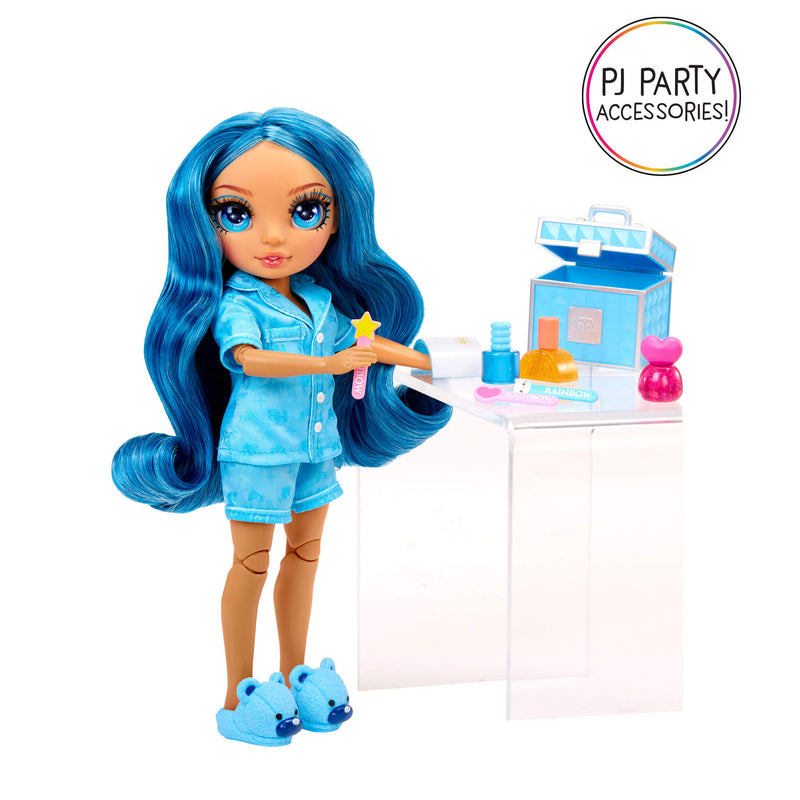 Rainbow High Jr High PJ Party Skyler (Blue) 9” Posable Doll in a Satin PJ Set - shop.mgae.com