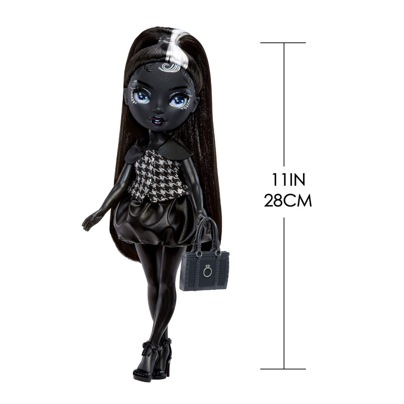 Black doll with measurements on a white background