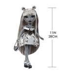Luna doll with measurements on a white background