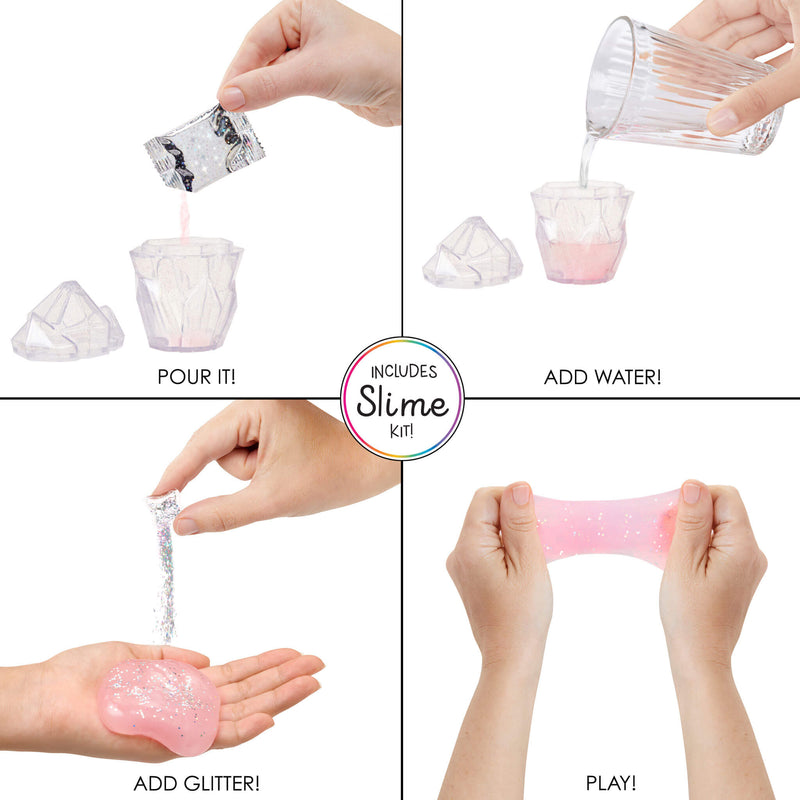 Make slime- Pour it! Add Water! Add Glitter! Play!