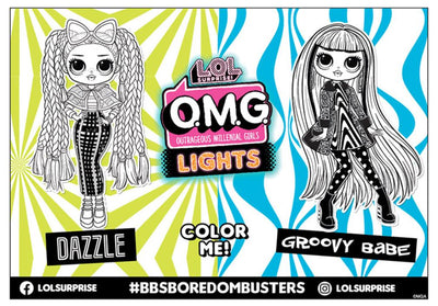 O.M.G. Lights Dazzle & Groovy Babe Coloring Sheet