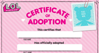 L.O.L. Surprise Certificate of Adoption