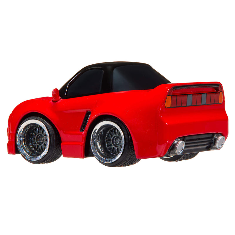 Back of Acura with silver accents on a white background