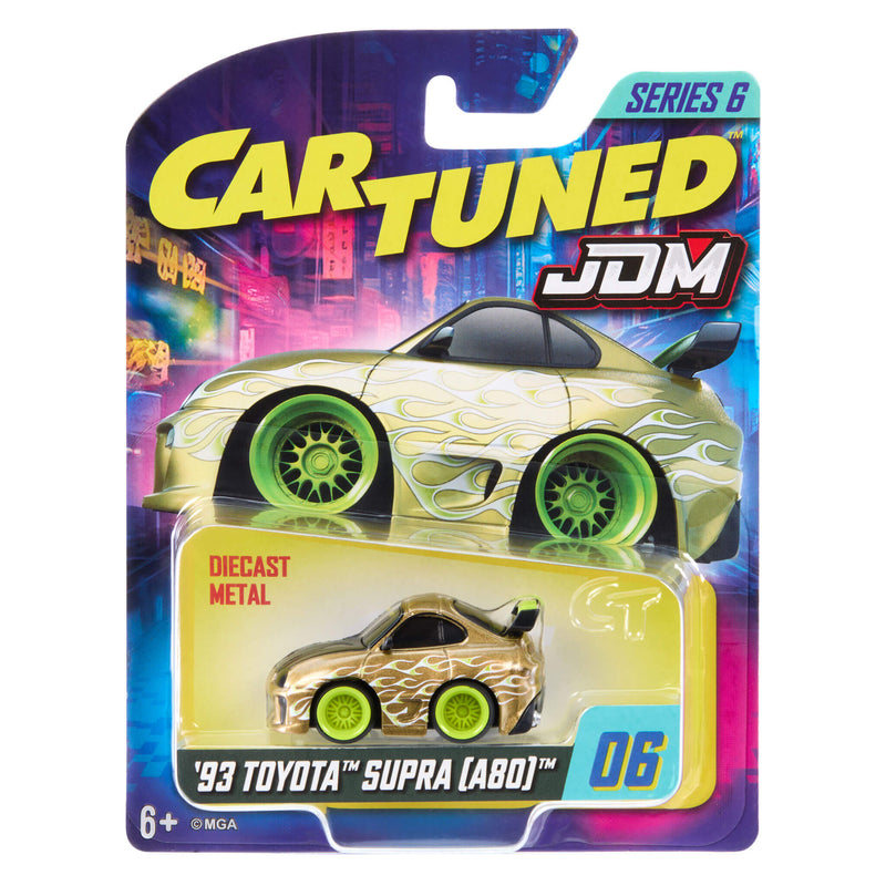 Cartuned JDM toy car packaging with 1993 Toyota Supra A80 model