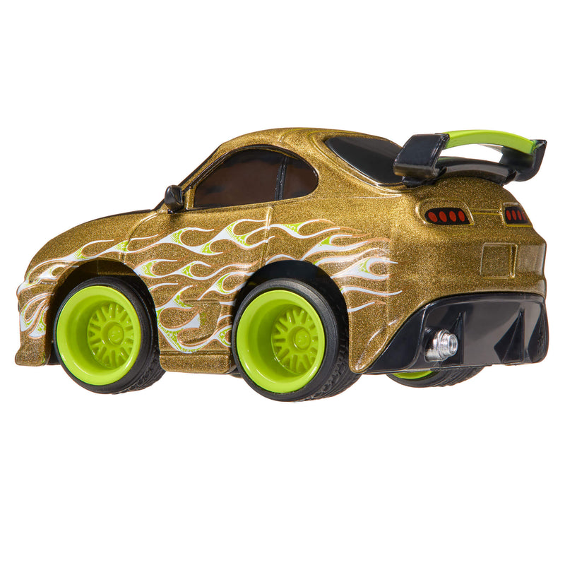 Lime green rims, lime green and black spoiler on a white background