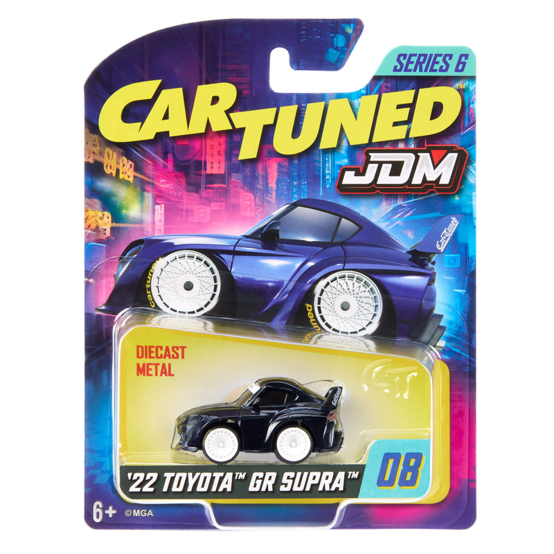 Cartuned JDM toy car packaging with 2022 Toyota Supra GR model