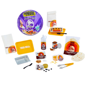 Taco Bell Series Two miniatures set with packaging on a white background