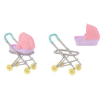 Baby stroller with bed in and off base on a white background