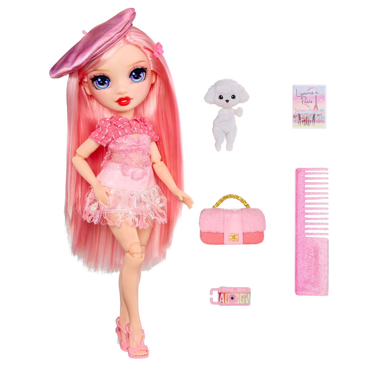 doll in pink dress with giant Bow for Barbie and IT dolls The Doll Tailor Designed to match our child dress for hours of imaginative play Rainbow High Pretty in Paris