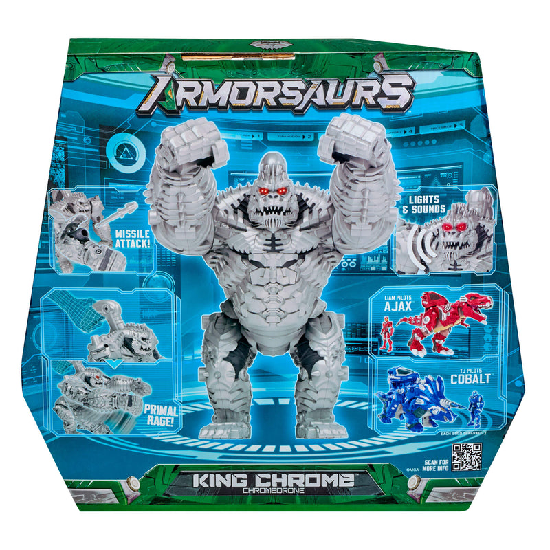Armorsaurs Villain King-Chrome back of packaging with other characters on a white background 