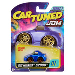 Cartuned JDM '00 Honda, blue, diecast car in packaging on a white background