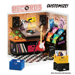 Record shop with "Customize" text on a white background