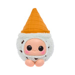 Plush toy resembling an ice cream cone on a white background