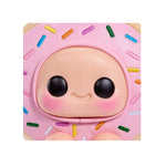 Toy figure with a pink donut-shaped head on a white background