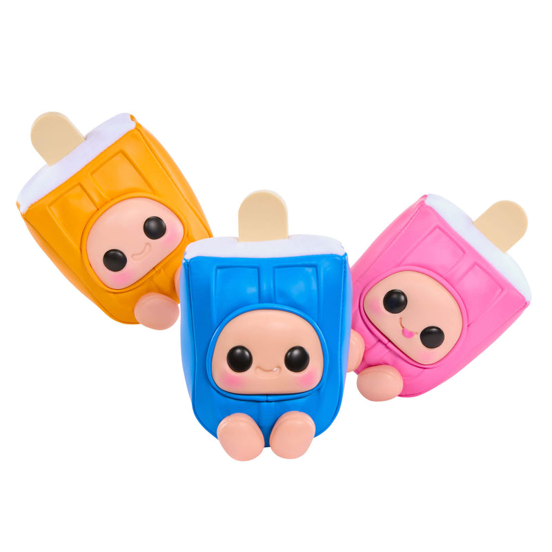 Three colorful Creamsicle toy figures on a white background