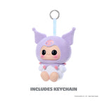 Plush toy with keychain attachment on a white background