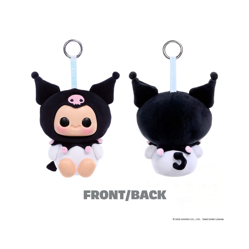 Plush keychain with black horns and a number 3 on a white background