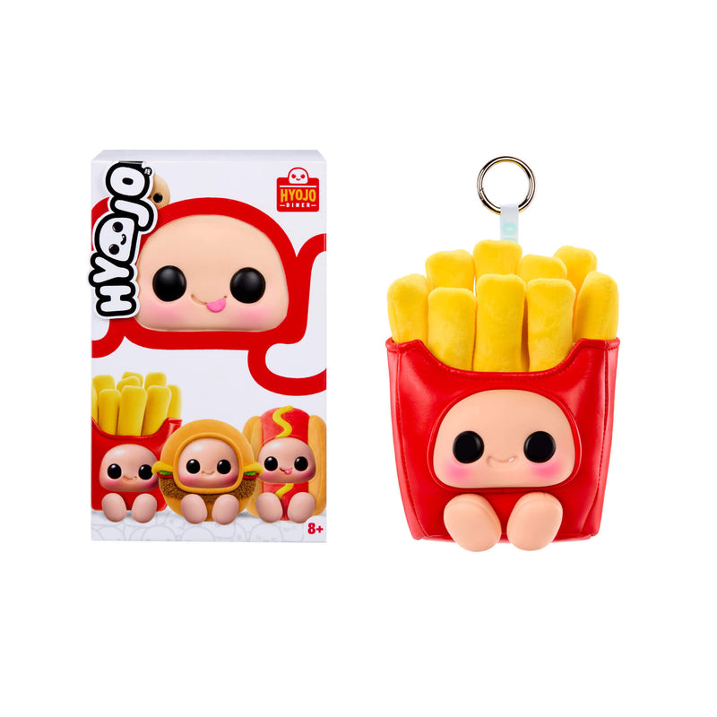 This image shows a product box and a French Fry keychain, photographed on a white background.