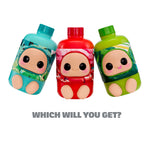 Three Mountain Dew bottles-Teal is on the left, Red is in the middle, and Green is on the right with text at the bottom ‘WHICH ONE WILL YOU GET?’ on a white background