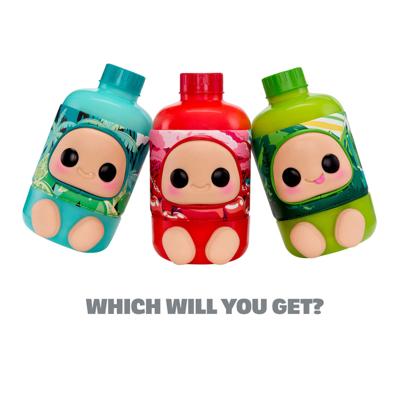 Three Mountain Dew bottles-Teal is on the left, Red is in the middle, and Green is on the right with text at the bottom ‘WHICH ONE WILL YOU GET?’ on a white background