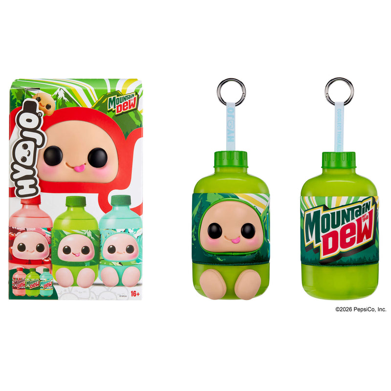 Front and back of Green Bottle sitting on the right – Hyojo Mountain Dew Packaging box on the left.