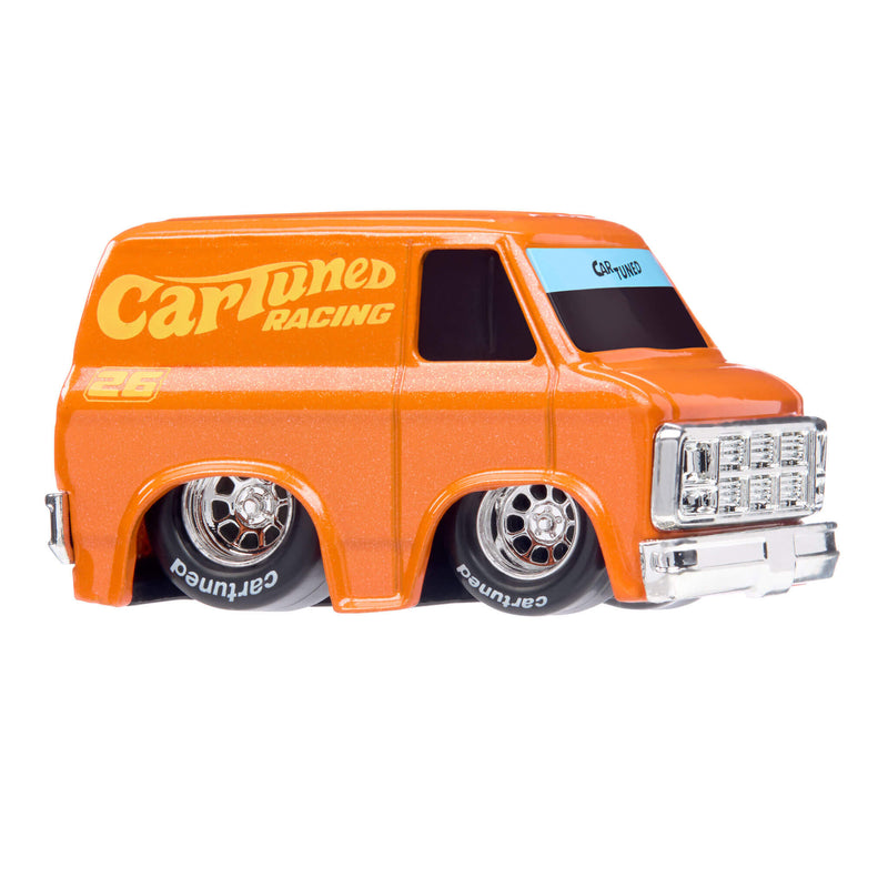 Orange van with 'CARTUNED RACING' on the side and 'CARTUNED' on the upper front window and on the tires.