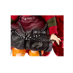 Black leather skirt with a chain on a white background