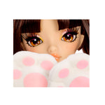 Close up of brown eyes on a white background