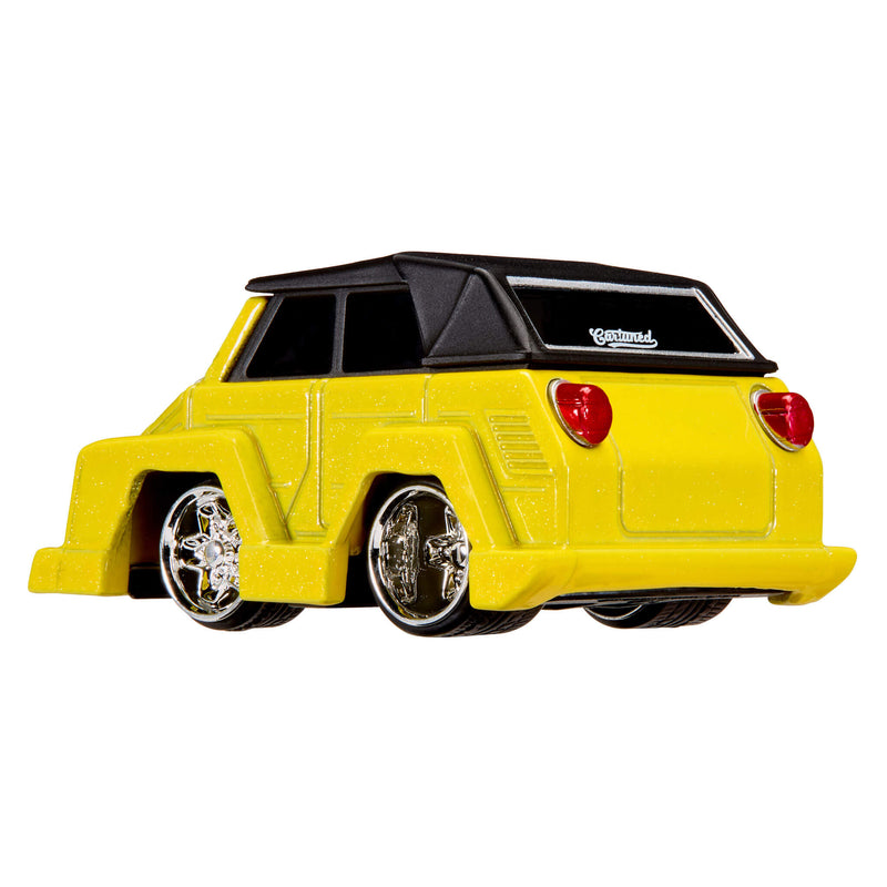Text “CarTuned” on back window on a white background
