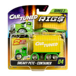 Toy truck in packaging with 'Car Tuned Rigs' branding