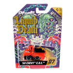 Cart Tuned Liquid Death '50 Chevy C.O.E. red truck in packaging with Brand CarTuned Liquid Death.