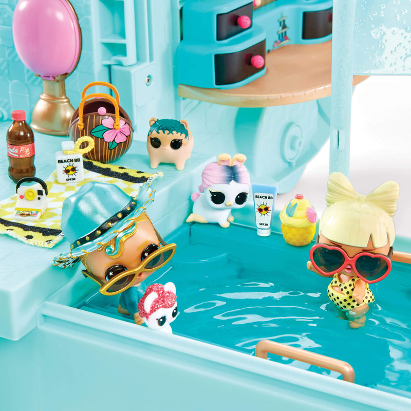 Tots and small animals in a pool.