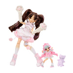 Big and little Akiko-Big is standing on the left and little is standing on the right, both doing a fun cat's pose.