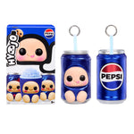 Pepsi can keychains next to packaging on a white background