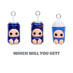 Three cartoon-style character keychains with different faces on a white background