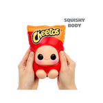Cheetos character bag held by a hand, labeled 'Squishy Body' on a white background