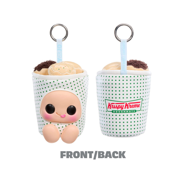 Krispy Kreme doughnut-shaped keychain with a face design on a white background