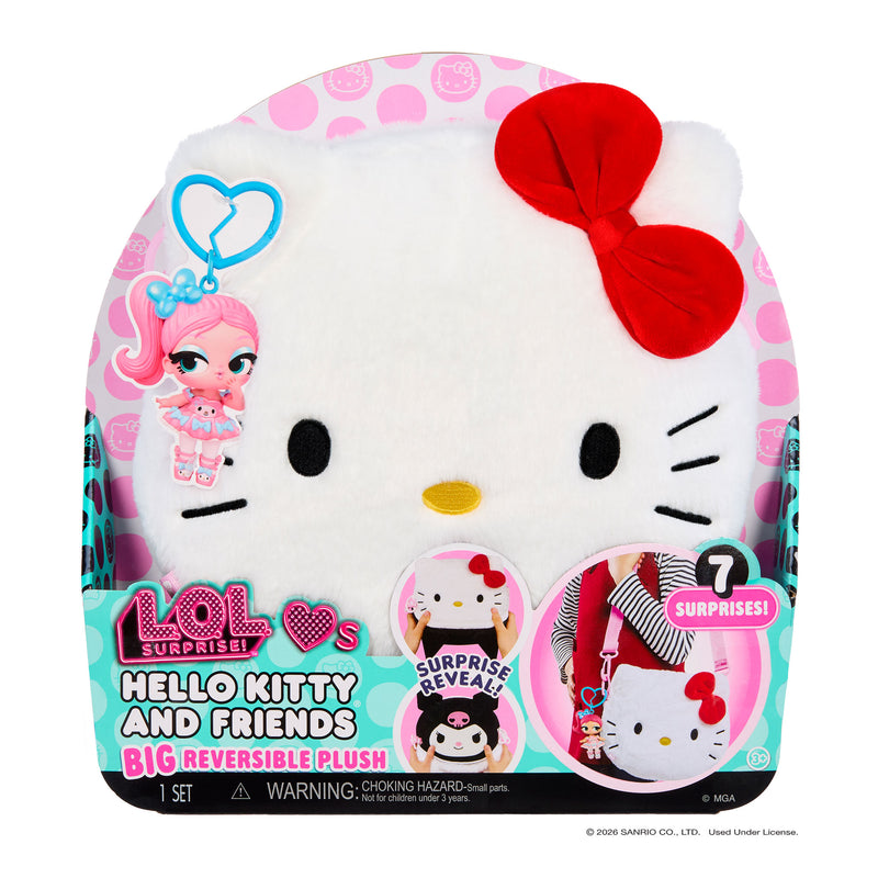 White Hello Kitty and Friends Plush in packaging with picture of My Melody tot key chain on a white background