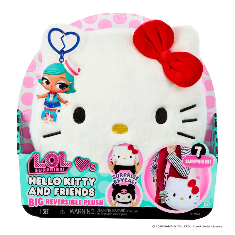 White Hello Kitty and Friends Plush in packaging with picture of Tuxedosam tot key chain on a white background
