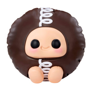 Chocolate Hostess cupcake with white swirl down center on a white background.