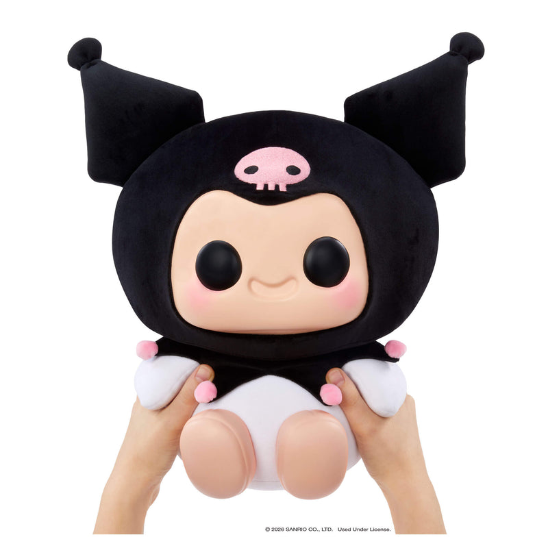 Hands holding Large Kuromi on a white background