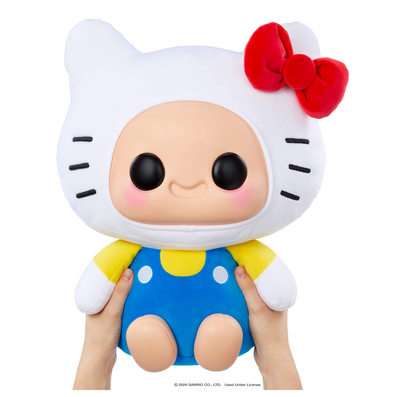 Hands holding  Extra Large Hello Kitty on a white background